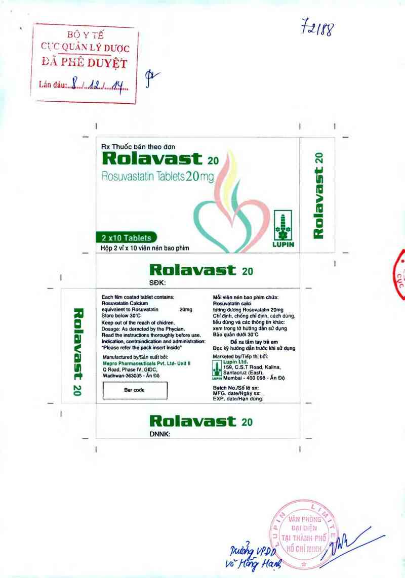 thông tin, cách dùng, giá thuốc Rolavast 20 - ảnh 0