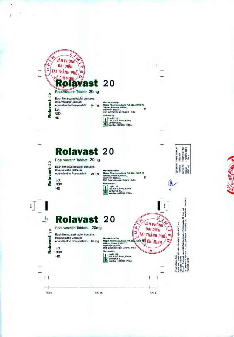 thông tin, cách dùng, giá thuốc Rolavast 20 - ảnh 1