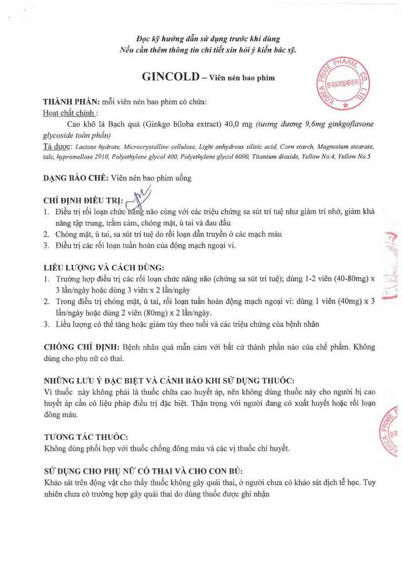 thông tin, cách dùng, giá thuốc Gincold - ảnh 2