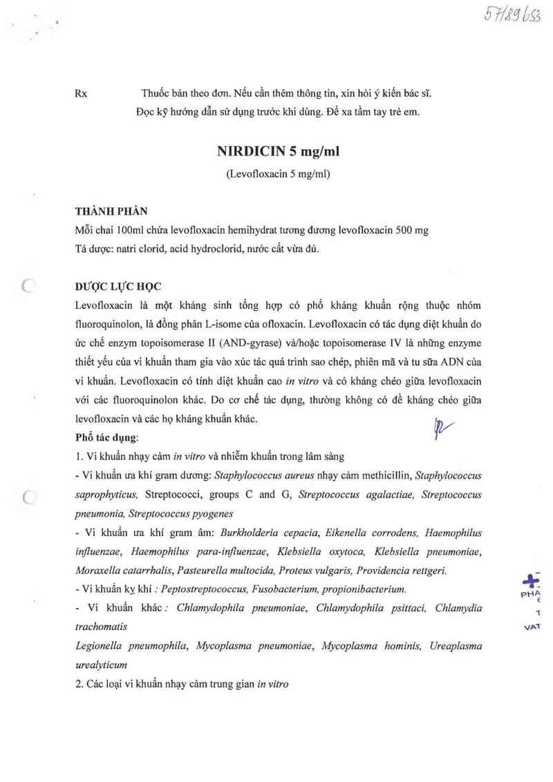 thông tin, cách dùng, giá thuốc Nirdicin 5mg/ml - ảnh 1