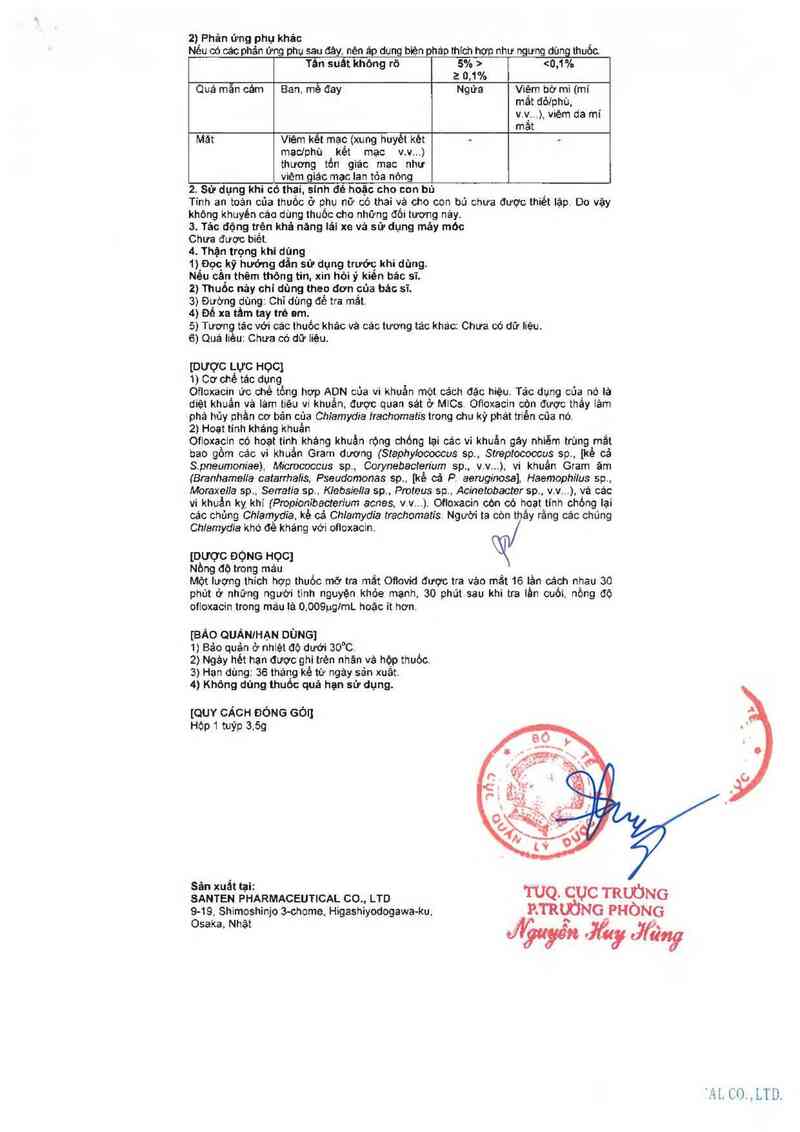 thông tin, cách dùng, giá thuốc Oflovid ophthalmic ointment - ảnh 3