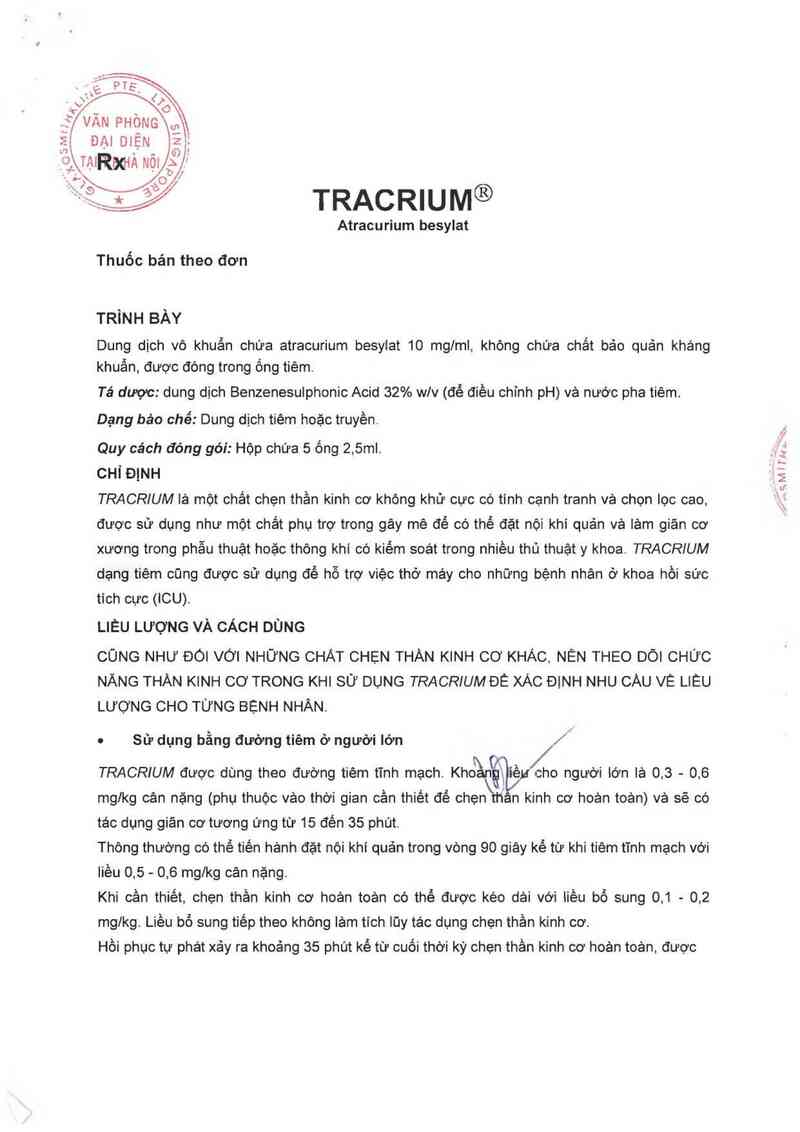 thông tin, cách dùng, giá thuốc Tracrium - ảnh 3