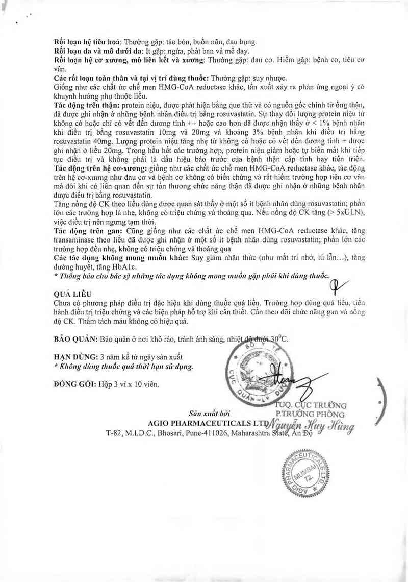 thông tin, cách dùng, giá thuốc Rossuwell 20 - ảnh 8