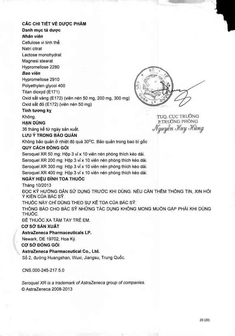 thông tin, cách dùng, giá thuốc Seroquel XR - ảnh 22