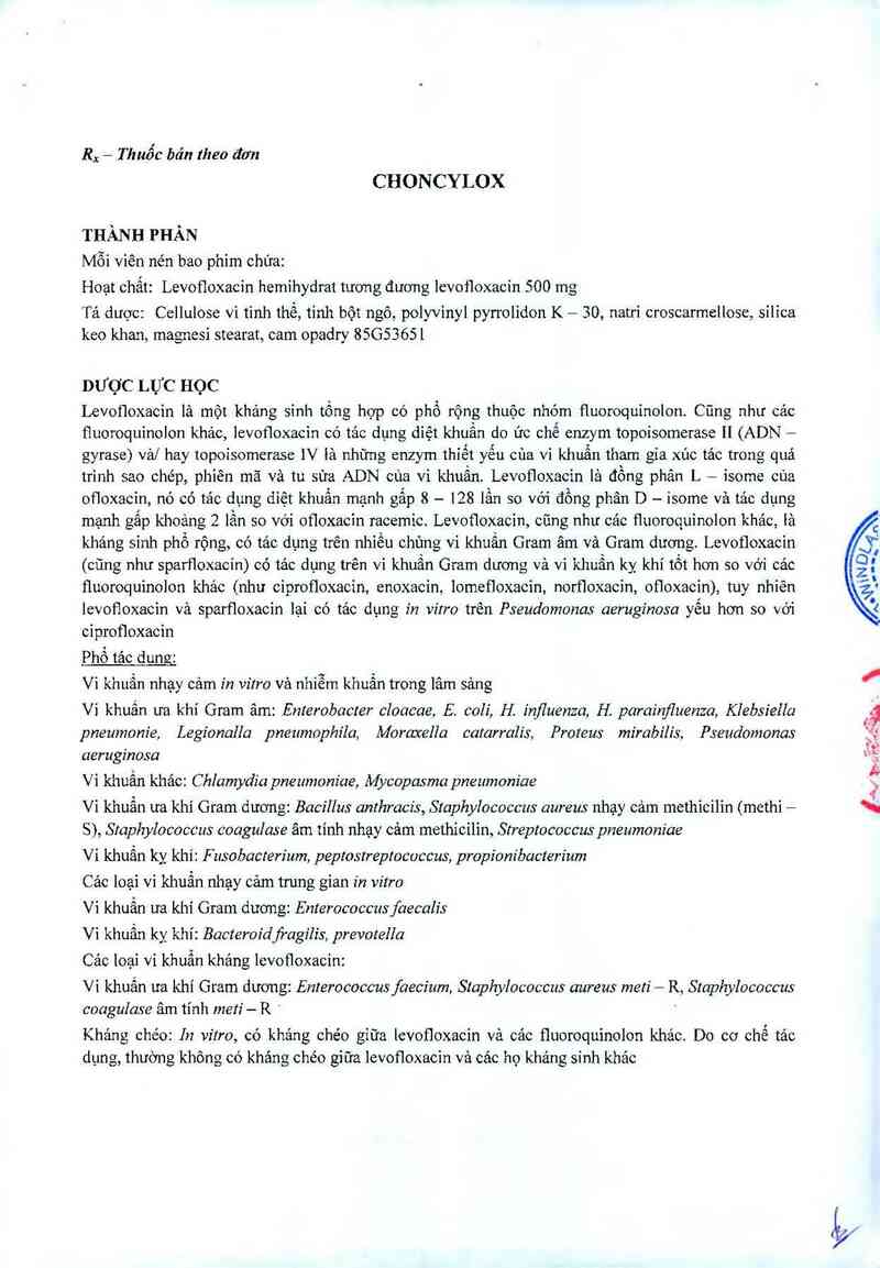 thông tin, cách dùng, giá thuốc Choncylox - ảnh 1