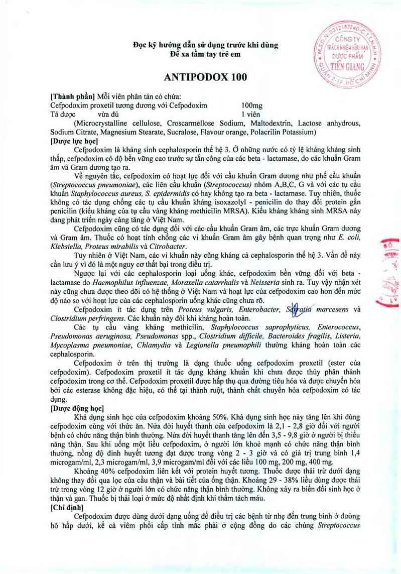 thông tin, cách dùng, giá thuốc Antipodox 100 - ảnh 1