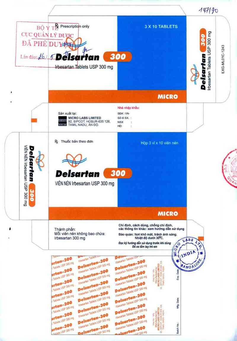 thông tin, cách dùng, giá thuốc Delsartan-300 - ảnh 0