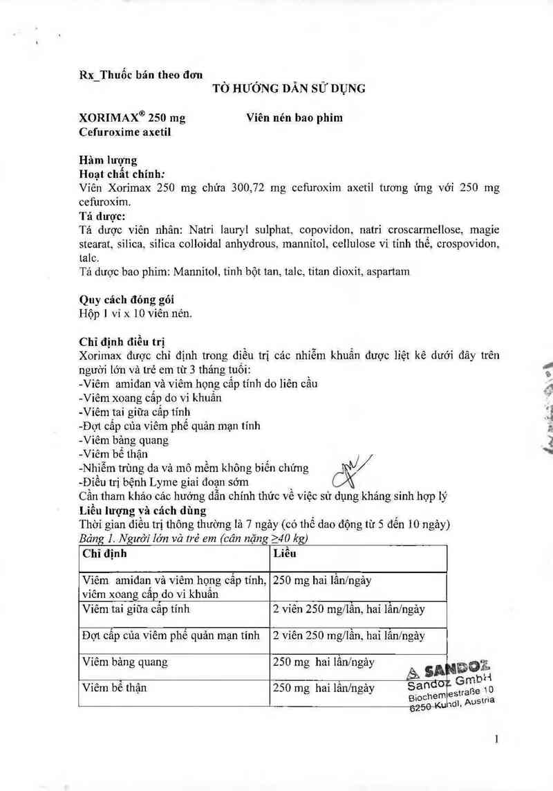 thông tin, cách dùng, giá thuốc Xorimax 250mg - ảnh 2