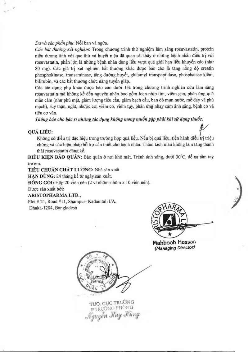 thông tin, cách dùng, giá thuốc Ruvastin-10 tablet - ảnh 7