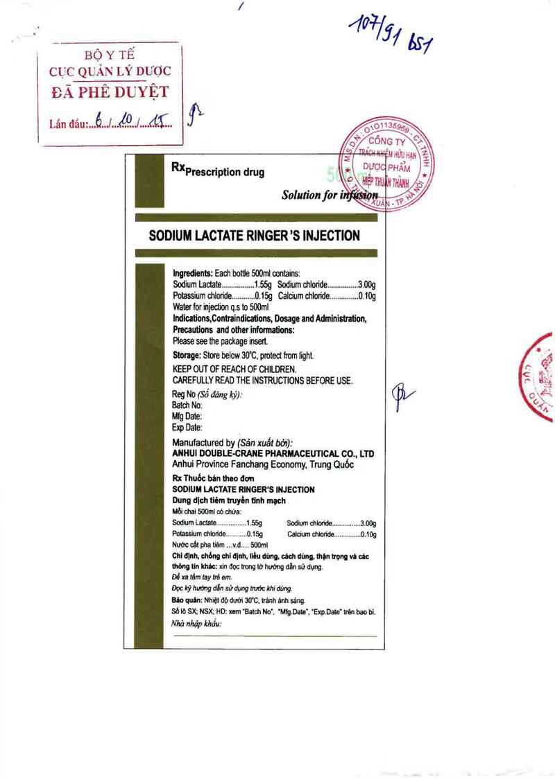 thông tin, cách dùng, giá thuốc Sodium Lactate Ringers Injection - ảnh 0