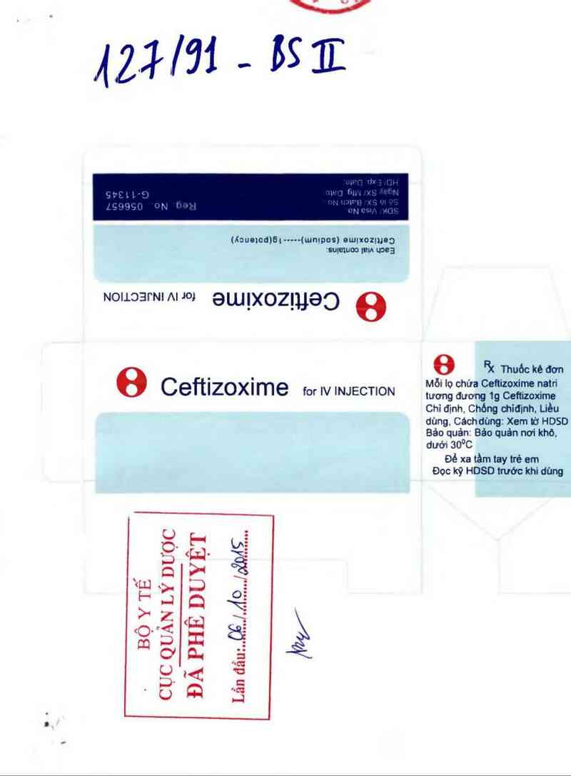 thông tin, cách dùng, giá thuốc Ceftizoxime for IV injection - ảnh 0