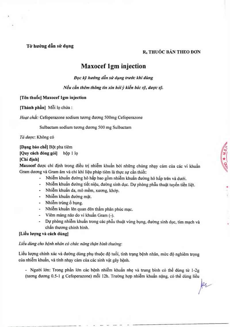 thông tin, cách dùng, giá thuốc Maxocef 1gm injection - ảnh 2