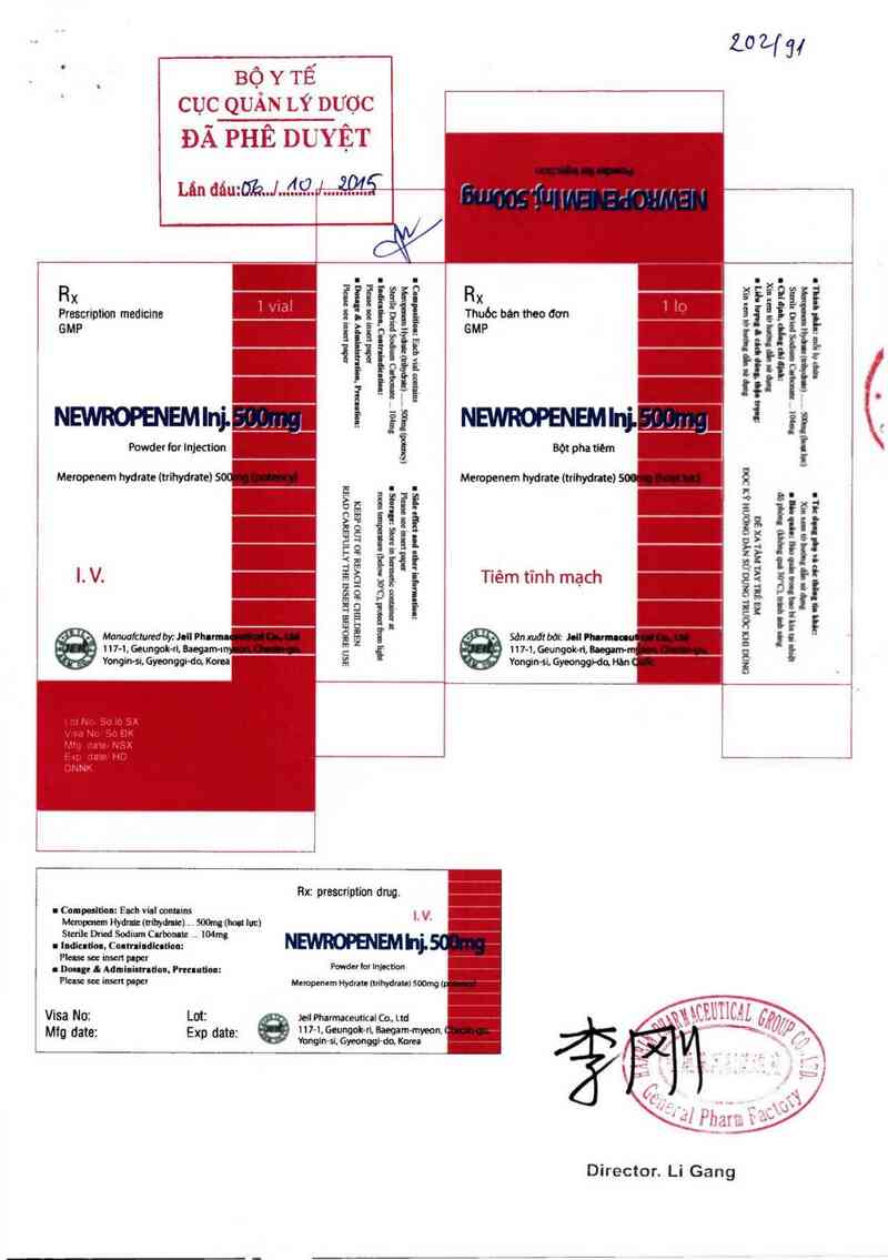 thông tin, cách dùng, giá thuốc Newropenem inj. 500mg - ảnh 0