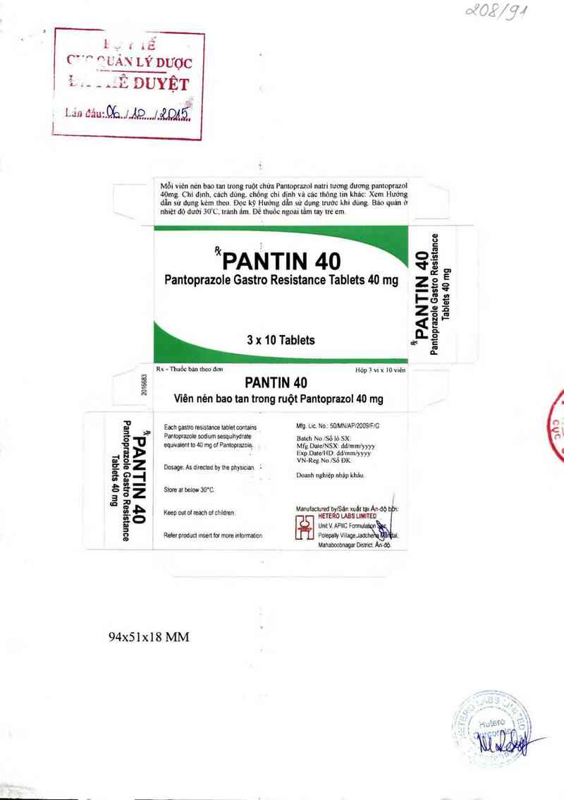 thông tin, cách dùng, giá thuốc Pantin 40 - ảnh 0