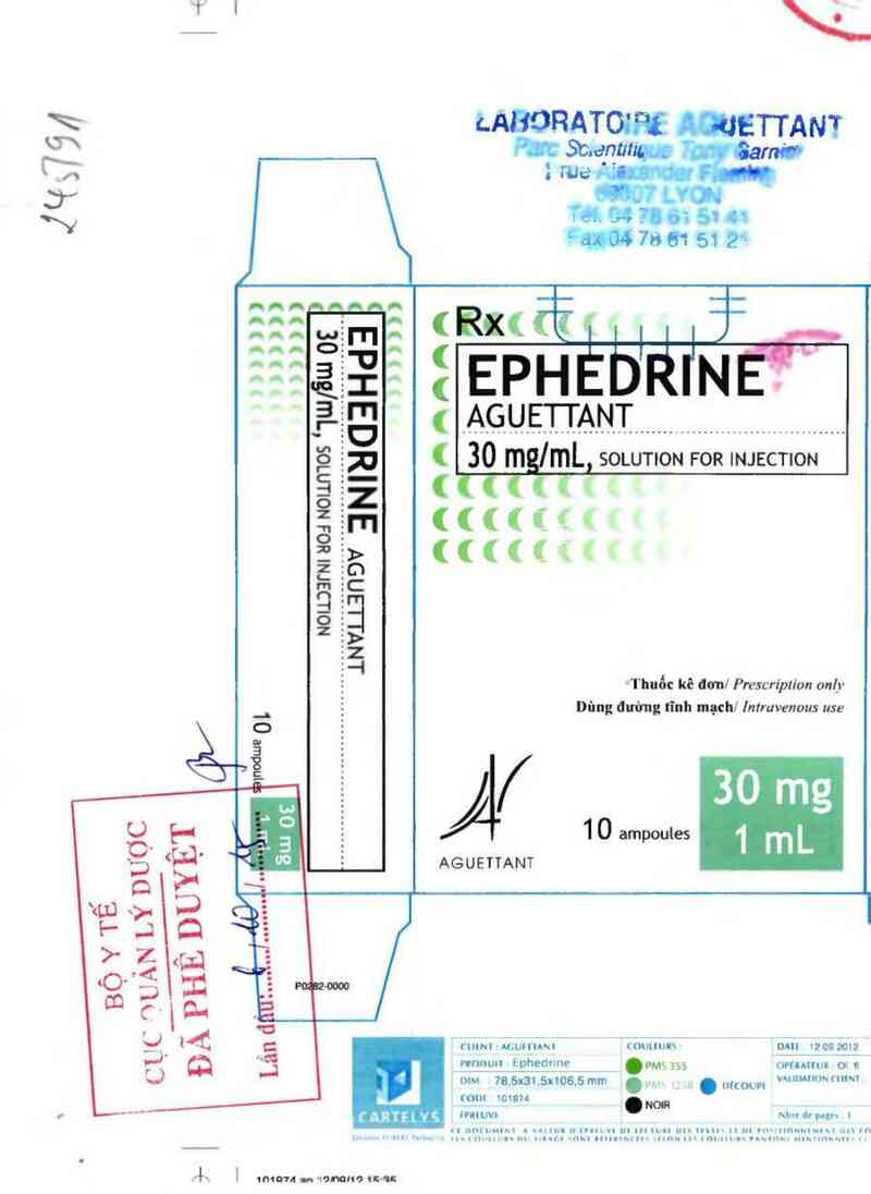 thông tin, cách dùng, giá thuốc Ephedrine Aguettant 30mg/ml - ảnh 0