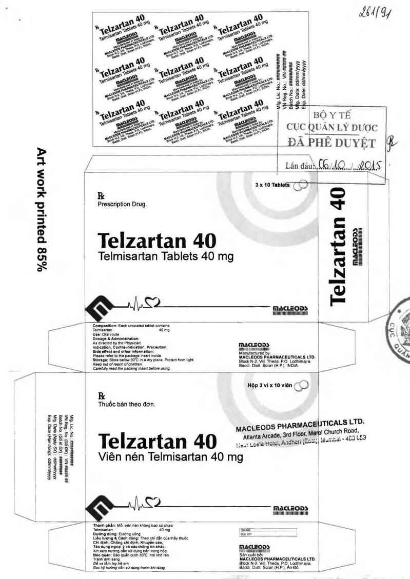 thông tin, cách dùng, giá thuốc Telzartan 40 - ảnh 0