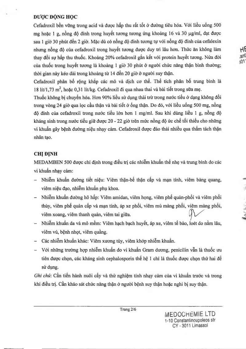 thông tin, cách dùng, giá thuốc Medamben 500 - ảnh 2