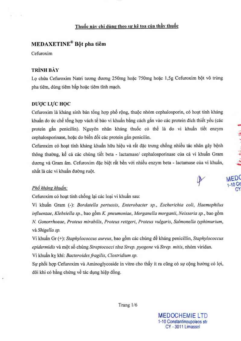 thông tin, cách dùng, giá thuốc Medaxetine 1.5g - ảnh 2