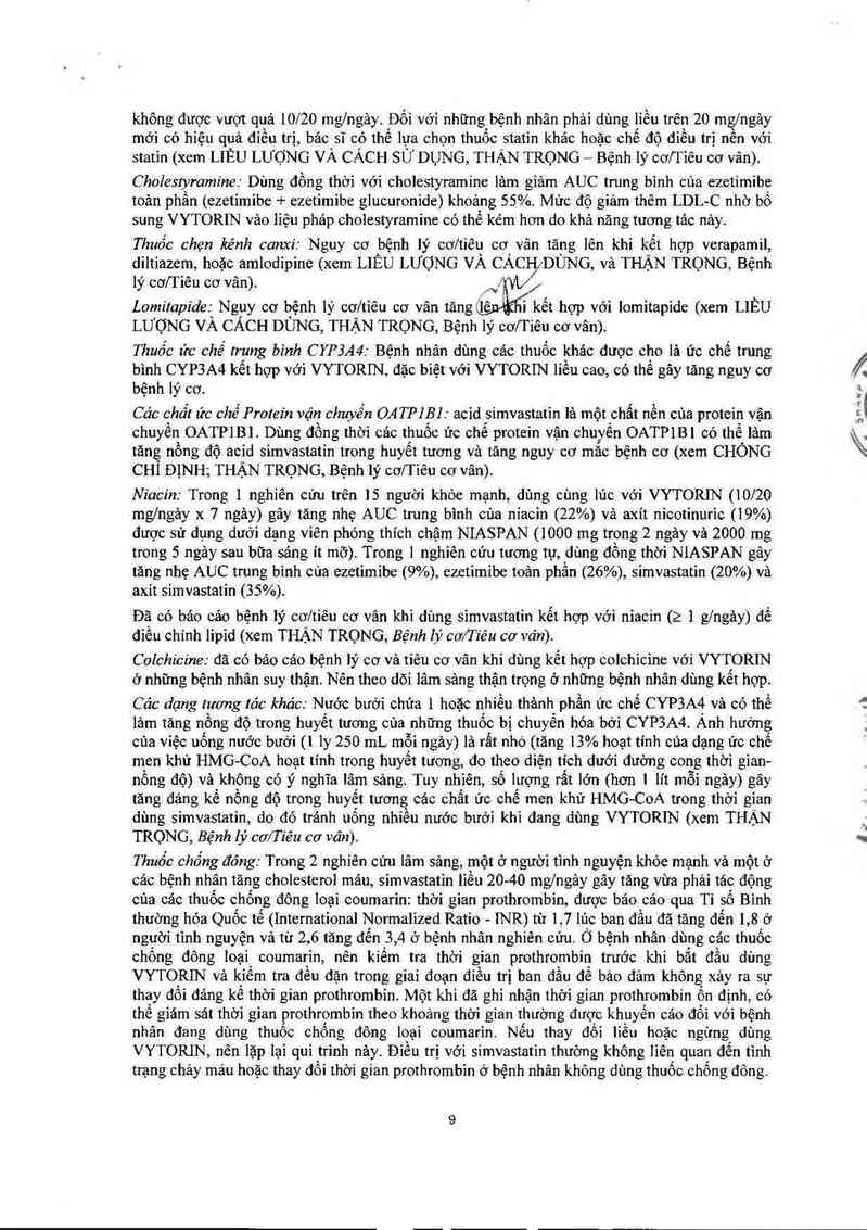 thông tin, cách dùng, giá thuốc Vytorin 10 mg/40 mg - ảnh 10