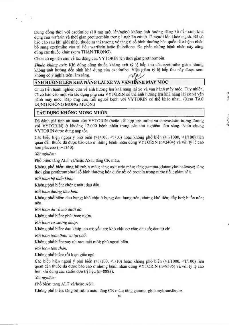 thông tin, cách dùng, giá thuốc Vytorin 10 mg/40 mg - ảnh 11
