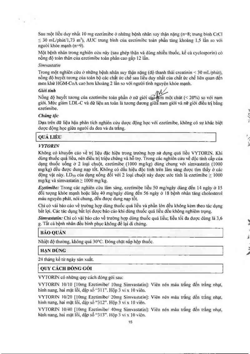 thông tin, cách dùng, giá thuốc Vytorin 10 mg/40 mg - ảnh 16