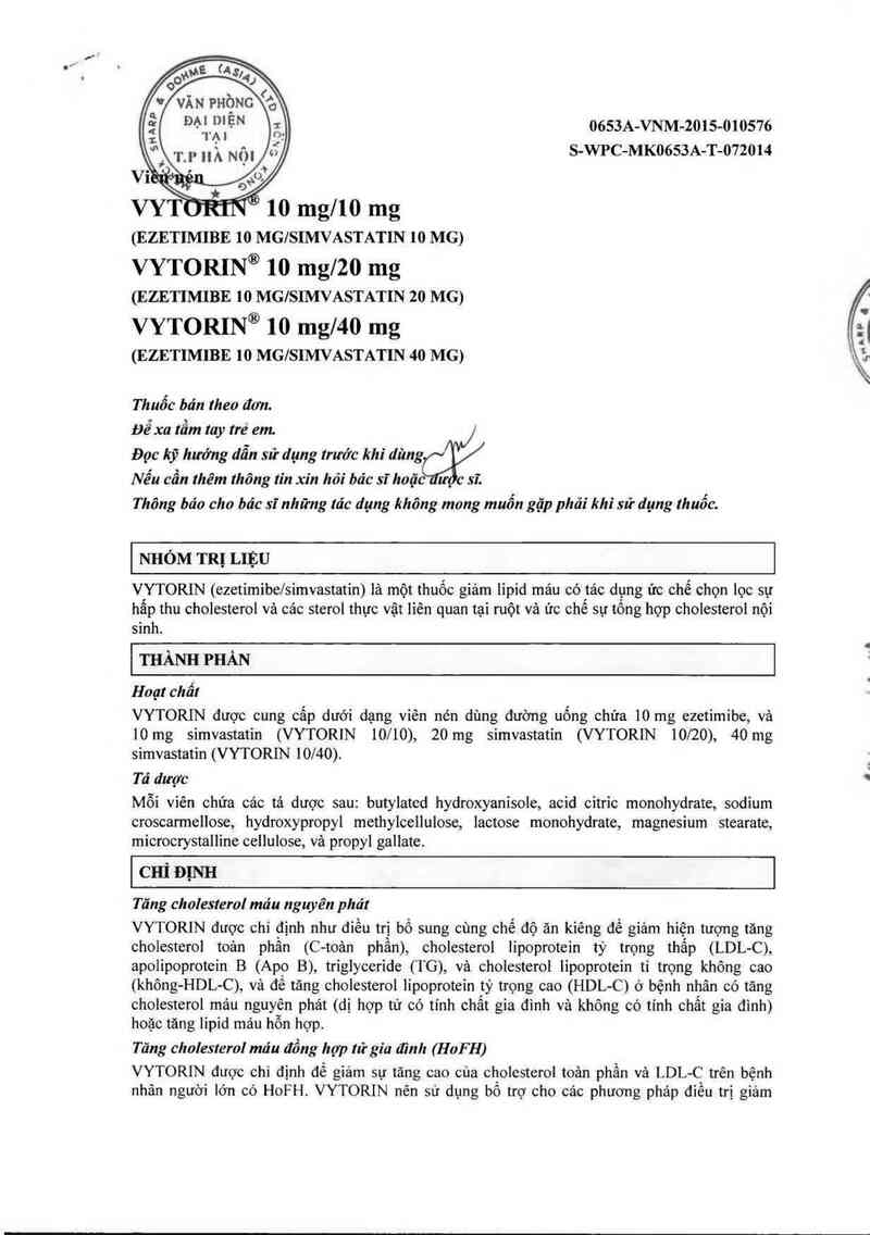 thông tin, cách dùng, giá thuốc Vytorin 10 mg/40 mg - ảnh 2