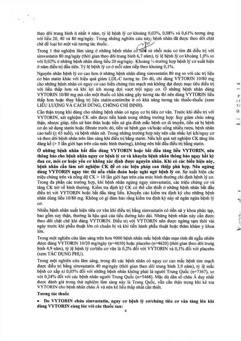 thông tin, cách dùng, giá thuốc Vytorin 10 mg/40 mg - ảnh 5