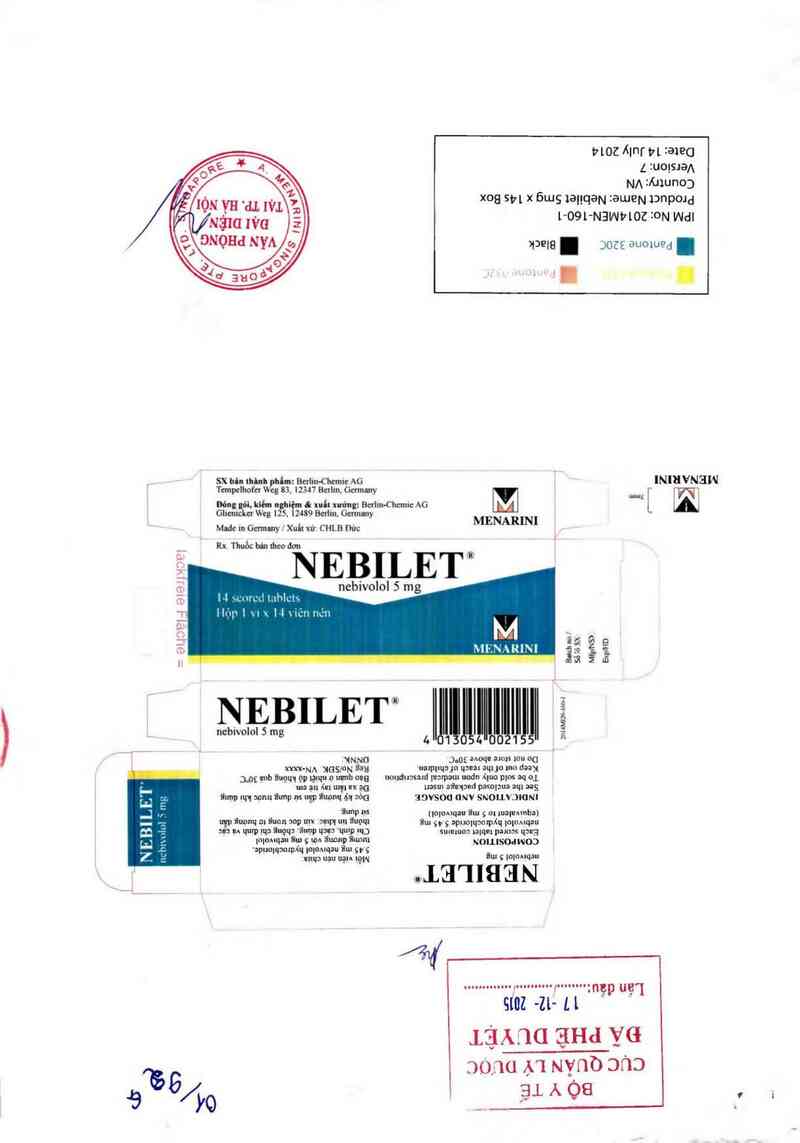 thông tin, cách dùng, giá thuốc Nebilet (Đóng gói và xuất xưởng: Berlin-Chemie AG (Menarini Group); đ/c: Glienicker Weg 125 D-12489 Berlin, Germany) - ảnh 0