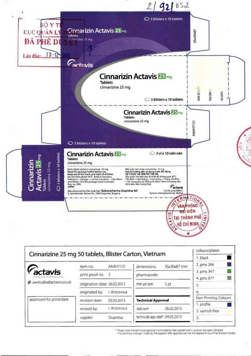 thông tin, cách dùng, giá thuốc Cinnarizin actavis 25mg - ảnh 0