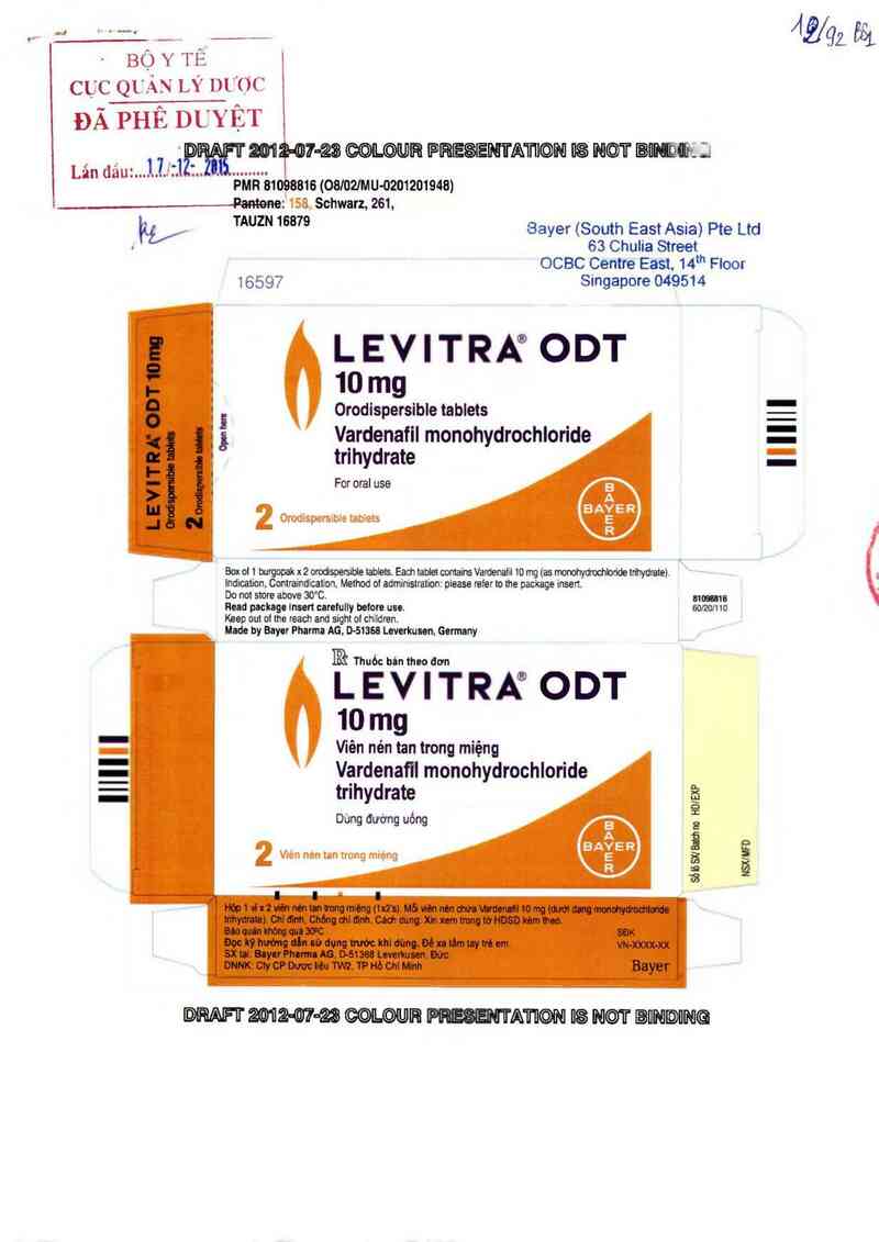 thông tin, cách dùng, giá thuốc Levitra ODT - ảnh 0