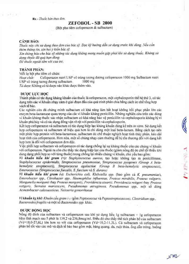 thông tin, cách dùng, giá thuốc Zefobol-SB  2000 - ảnh 1