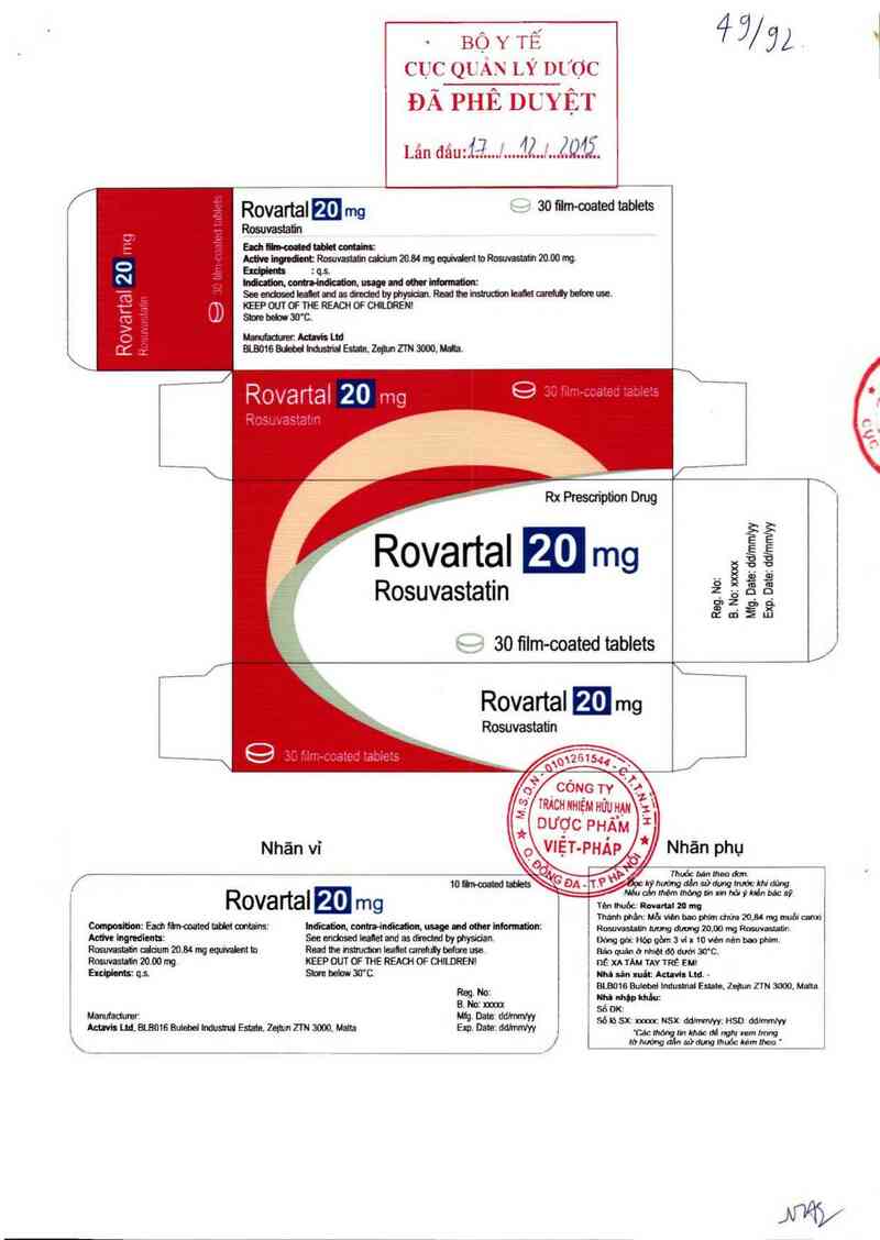 thông tin, cách dùng, giá thuốc Rovartal 20mg - ảnh 0