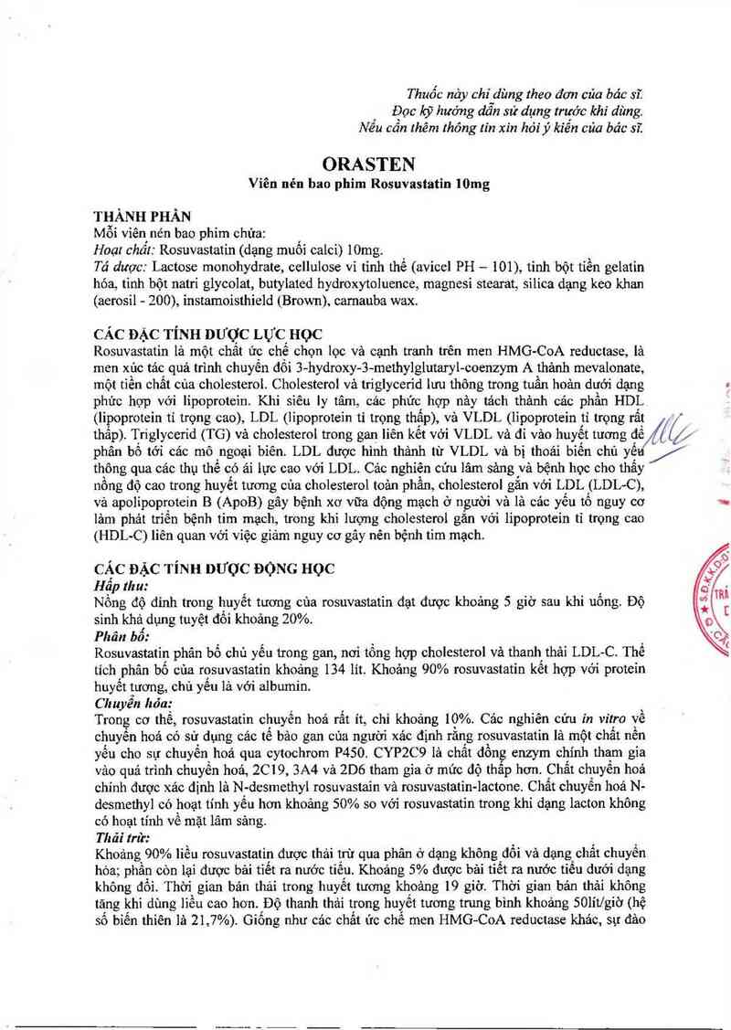 thông tin, cách dùng, giá thuốc Orasten - ảnh 3
