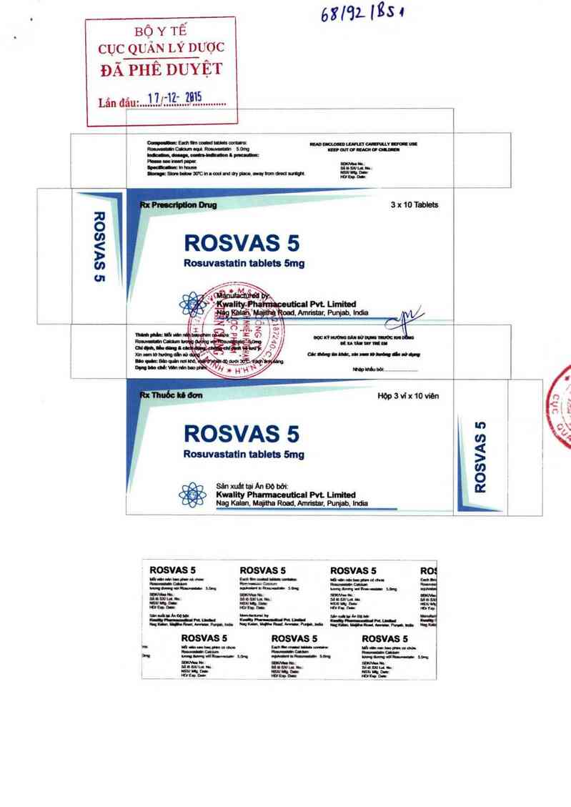thông tin, cách dùng, giá thuốc Rosvas 5 - ảnh 0