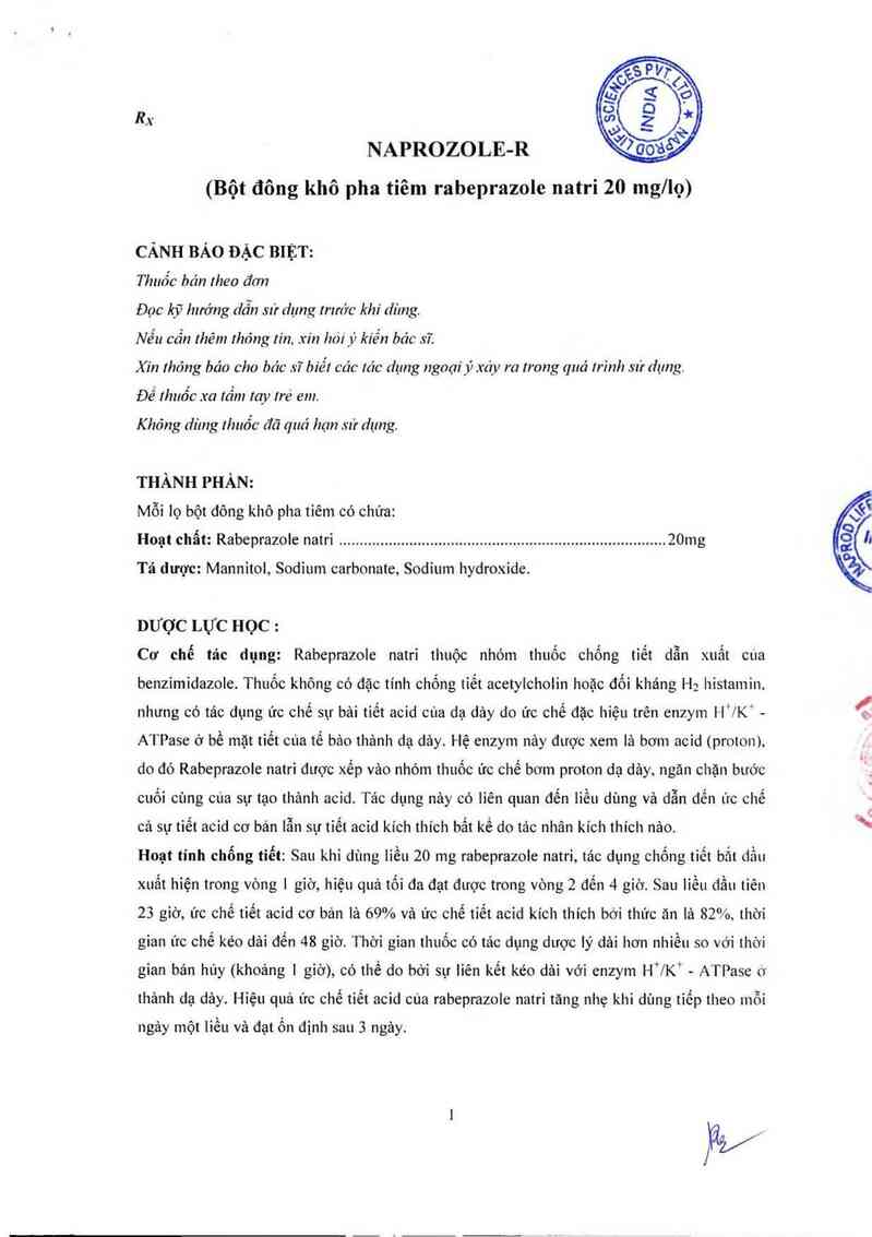 thông tin, cách dùng, giá thuốc Naprozole-R - ảnh 1