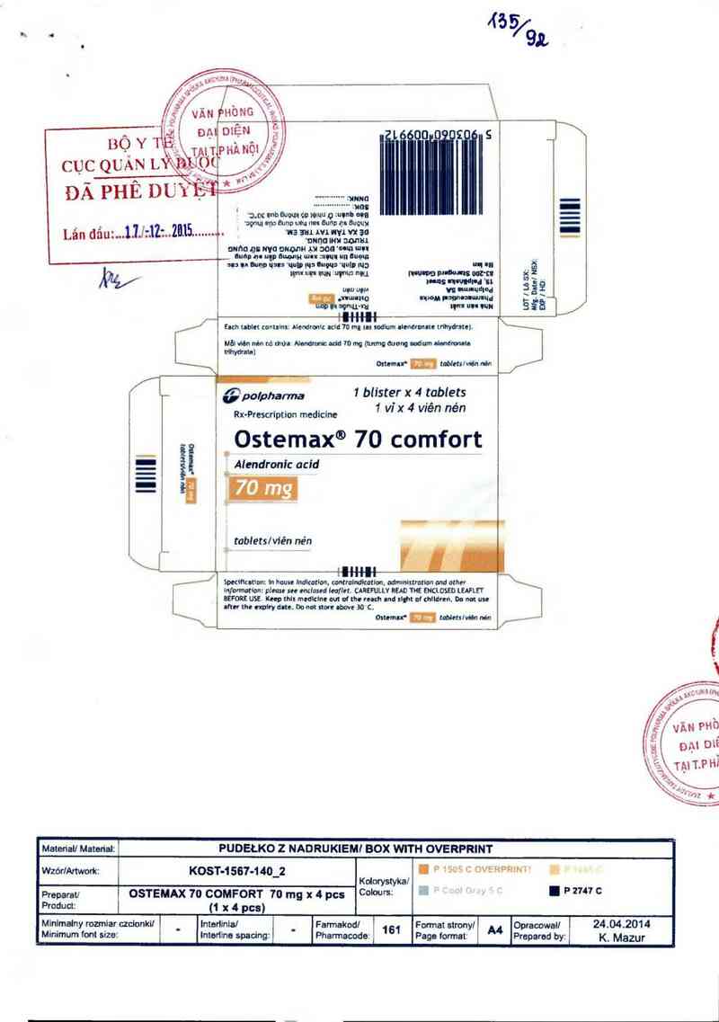 thông tin, cách dùng, giá thuốc Ostemax 70 comfort 70mg - ảnh 0
