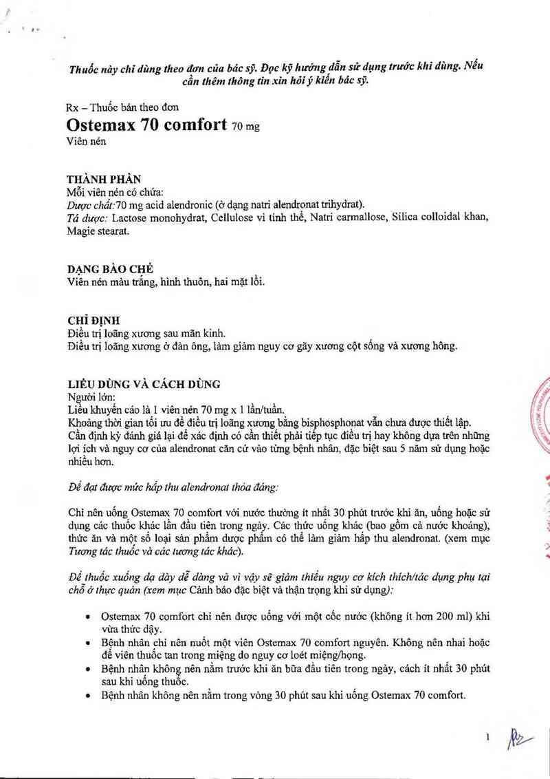 thông tin, cách dùng, giá thuốc Ostemax 70 comfort 70mg - ảnh 2