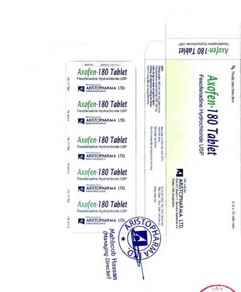 thông tin, cách dùng, giá thuốc Axofen-180 Tablet - ảnh 0