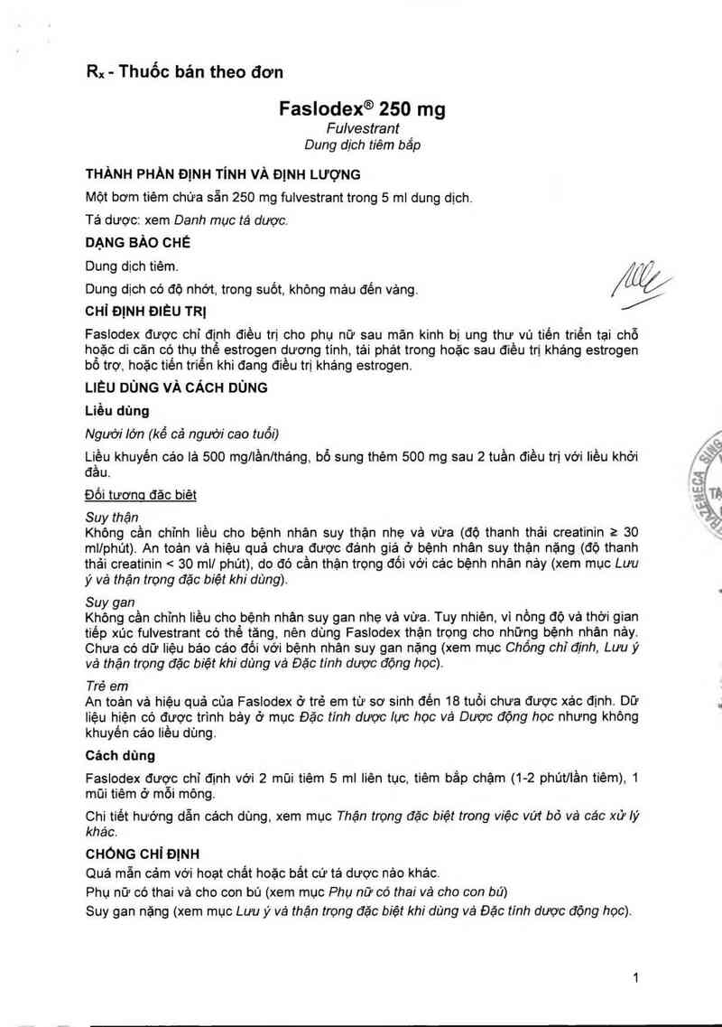 thông tin, cách dùng, giá thuốc Faslodex - ảnh 1