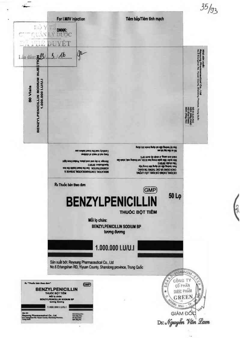 thông tin, cách dùng, giá thuốc Benzylpenicillin sodium powder for injection 1.000.000 IU - ảnh 0