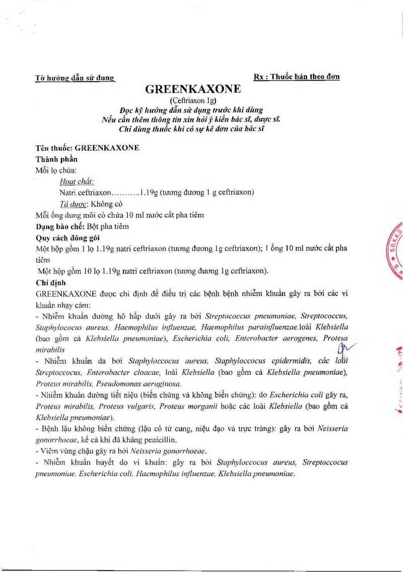 thông tin, cách dùng, giá thuốc Greenkaxone - ảnh 2