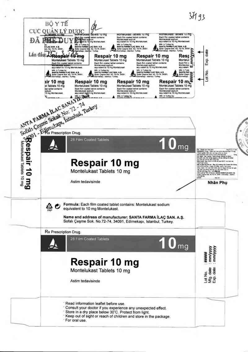 thông tin, cách dùng, giá thuốc Respair 10mg - ảnh 0