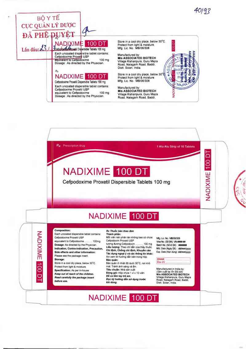 thông tin, cách dùng, giá thuốc Nadixime 100DT - ảnh 0