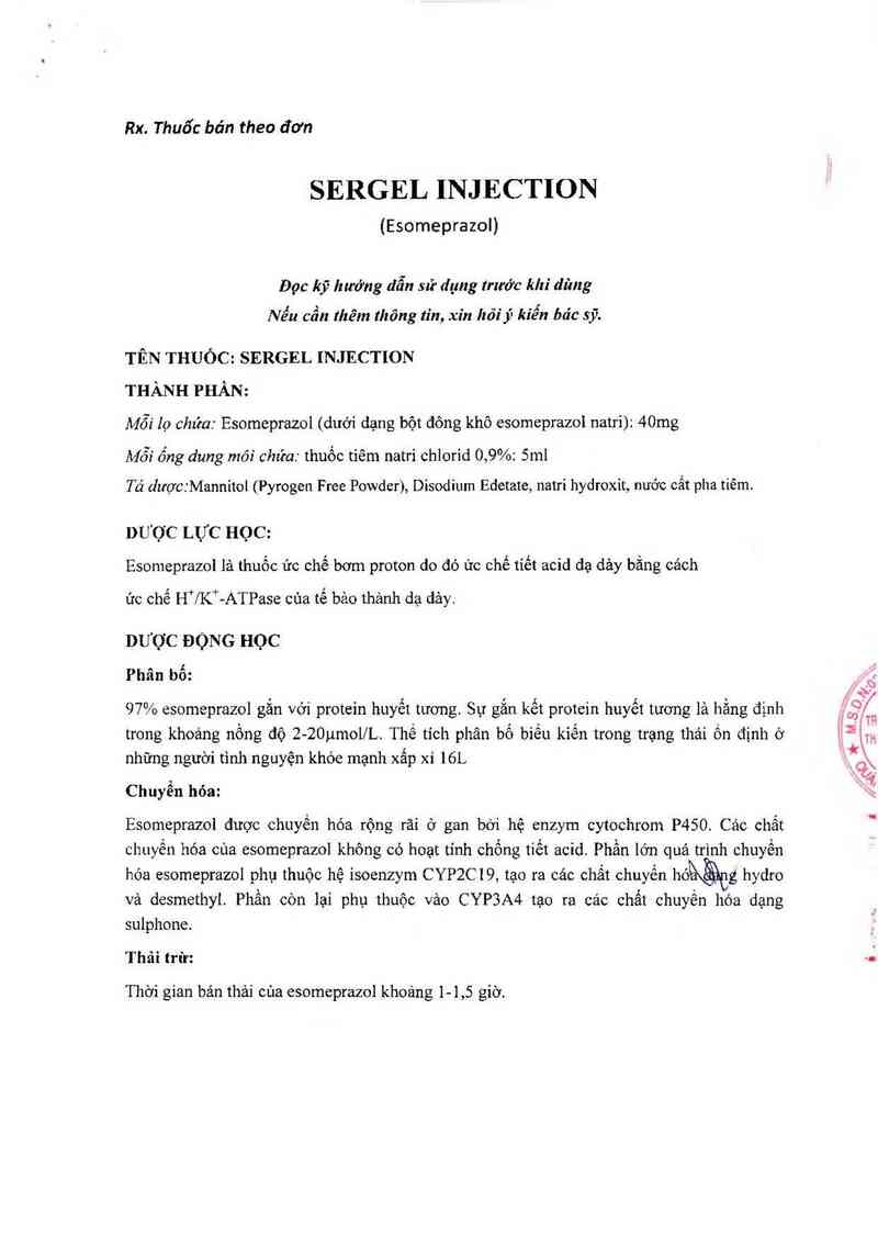 thông tin, cách dùng, giá thuốc Sergel Injection - ảnh 4