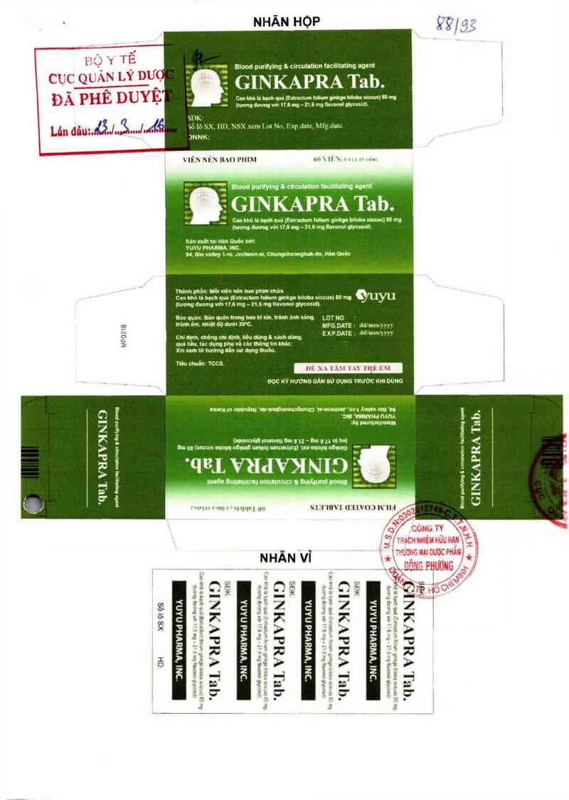 thông tin, cách dùng, giá thuốc Ginkapra Tab - ảnh 0