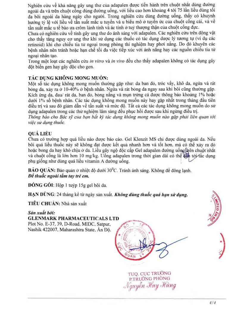 thông tin, cách dùng, giá thuốc Klenzit MS - ảnh 6