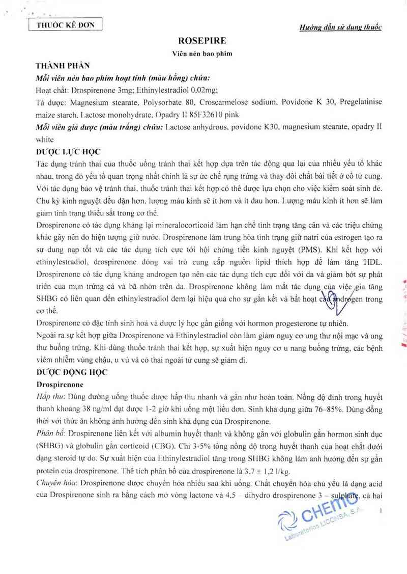 thông tin, cách dùng, giá thuốc Rosepire - ảnh 3