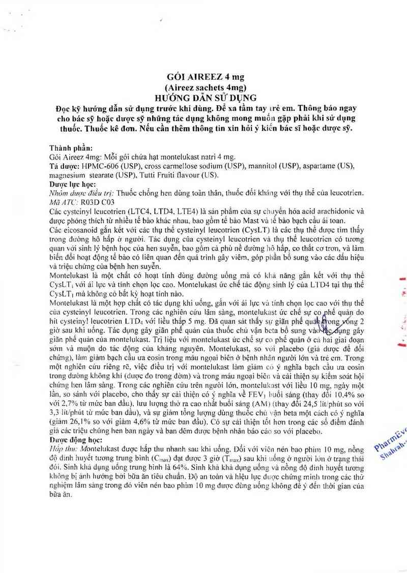 thông tin, cách dùng, giá thuốc Aireez 4mg - ảnh 2