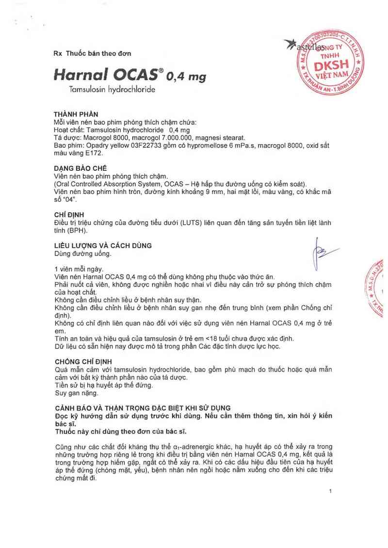 thông tin, cách dùng, giá thuốc Harnal Ocas 0,4mg - ảnh 2