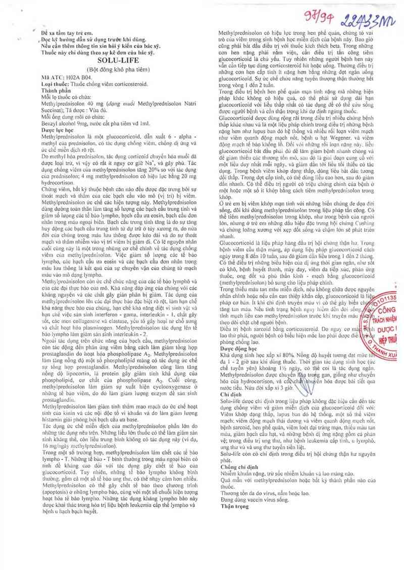 thông tin, cách dùng, giá thuốc Solu-life - ảnh 2